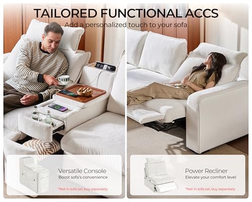 Image of Oversized Modular Sectional Sofa, Comfy Cloud Couch with Reversible Chaises Extra Deep U-Shaped Sleeper Sofa Bed for Living Room, Covers Washable, 6-Seater with 2 Corners, Chenille, White