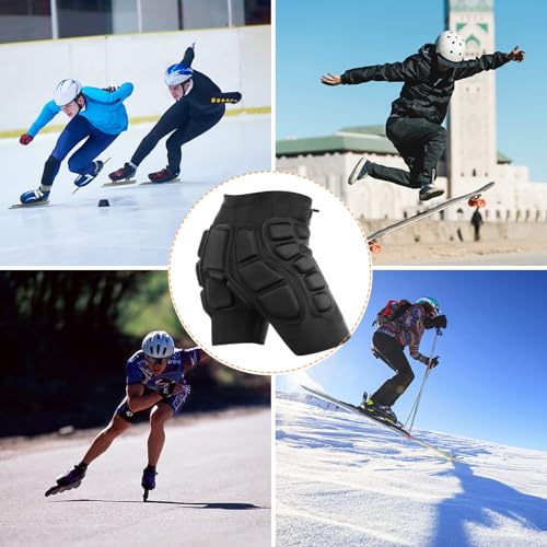 Image of Protective Padded Shorts, Impact Resistance Sportswear Outdoor Impact Protective Gear for Snowboard, Skate, Ski, Skateboard, Unisex, 3D Protection for Hip, Butt and Tailbone (Large) (M)