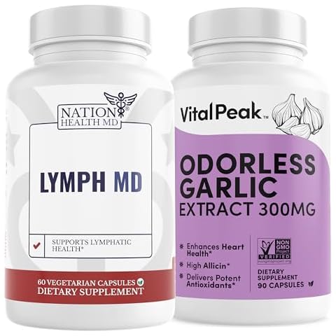 NATION HEALTH MD Lymph MD and Odorless Garlic by Vital Peak Bundle Cover