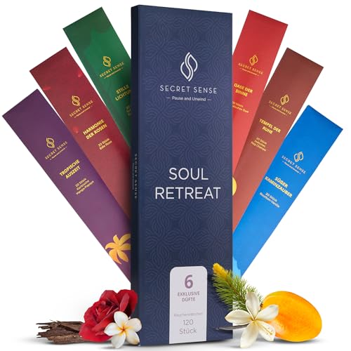 SECRET SENSE Soul Retreat Räucherstäbchen Set – 6er Set/XL...