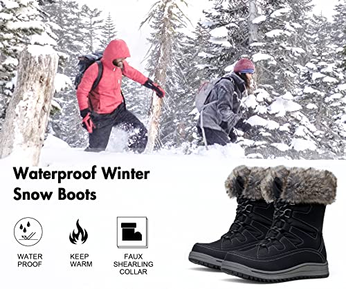 Vepose Women's 966 Snow Boots For Women Waterproof, Mid Calf Outdoor Boot With Warmly Plush Black Size 8.5(Cjy966 Black 08.5) #TOP3