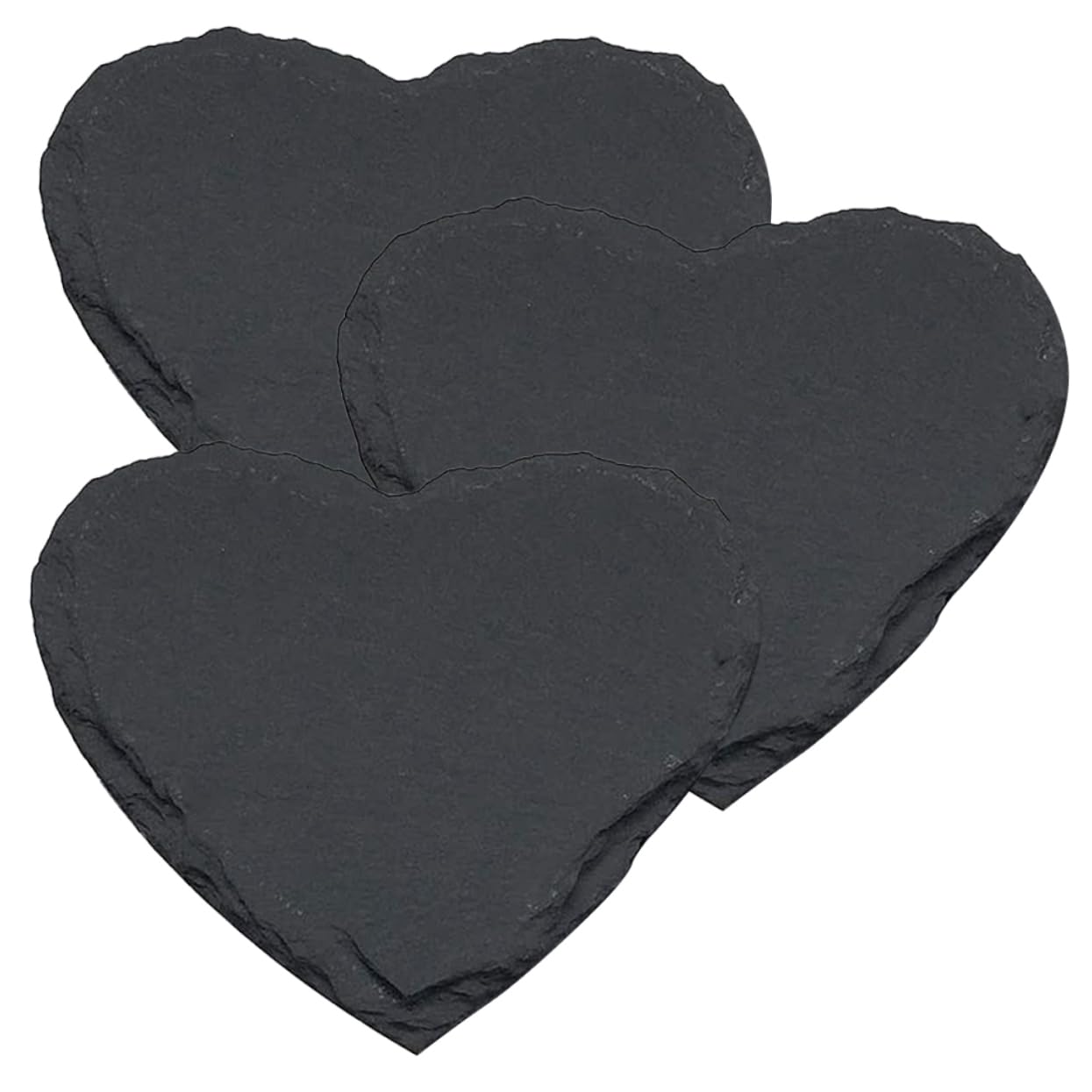 Piatto in Ardesia a Forma di Cuore 4 Pollici Nero 3 Pezzi | Casa e Hotel, Uso Multiuso per Servizio e Conservazione Cibo, Design Rustico Elegante