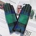 Women's Winter Plaid Gloves, Red Navy Green Buffalo Check Pattern, 9.5 Inch Length, Casual Cold Weather Accessories (Green)