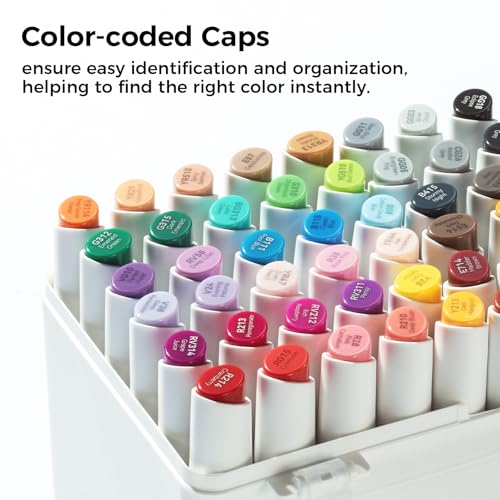 Image of Ohuhu Alcohol Markers: 60 Colors Slim Broad and Fine Double Tipped Kaala Marker for Artists Adults Coloring Drawing Cartoon Anime Comic - Professional Art Pens with Ink Refillable Giftable Pen Set