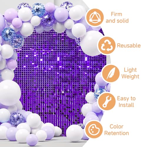 Image of Purple Shimmer Wall Backdrop,Shiny Sequins,24PCS Sequins Backdrop Decoration Panels, Glitter Bling Photo Background Decorations for Birthday Party Wedding Engagement Anniversary Graduation
