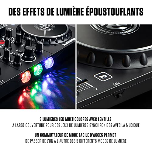 Numark Party Mix II, N-Wave 360 & HF175 – Platine DJ avec lumières et table de mixage, enceintes et casque DJ inclus - Image 4