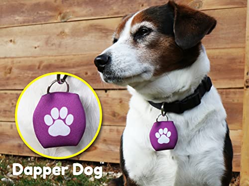 Image of Dapper Dog - Dog Tag Silencer with Tag Ring (Purple with White Paw Print)