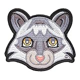 PatchStop Raccoon Face Gray Iron On Patches for Clothing Jeans - 3x2.75in Small DIY Sew On Patch for Jackets Bags - Embroidered Decorative Cartoon Animal Patches