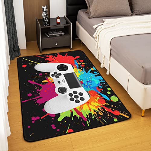 Homemissing Gamer Area Rug 150x200cm Gaming Gamepad Rugs Mat For Living Room Bedroom Colorful Splash Ink Decorative Carpet Non Slip Area Runner Rug - Image 4