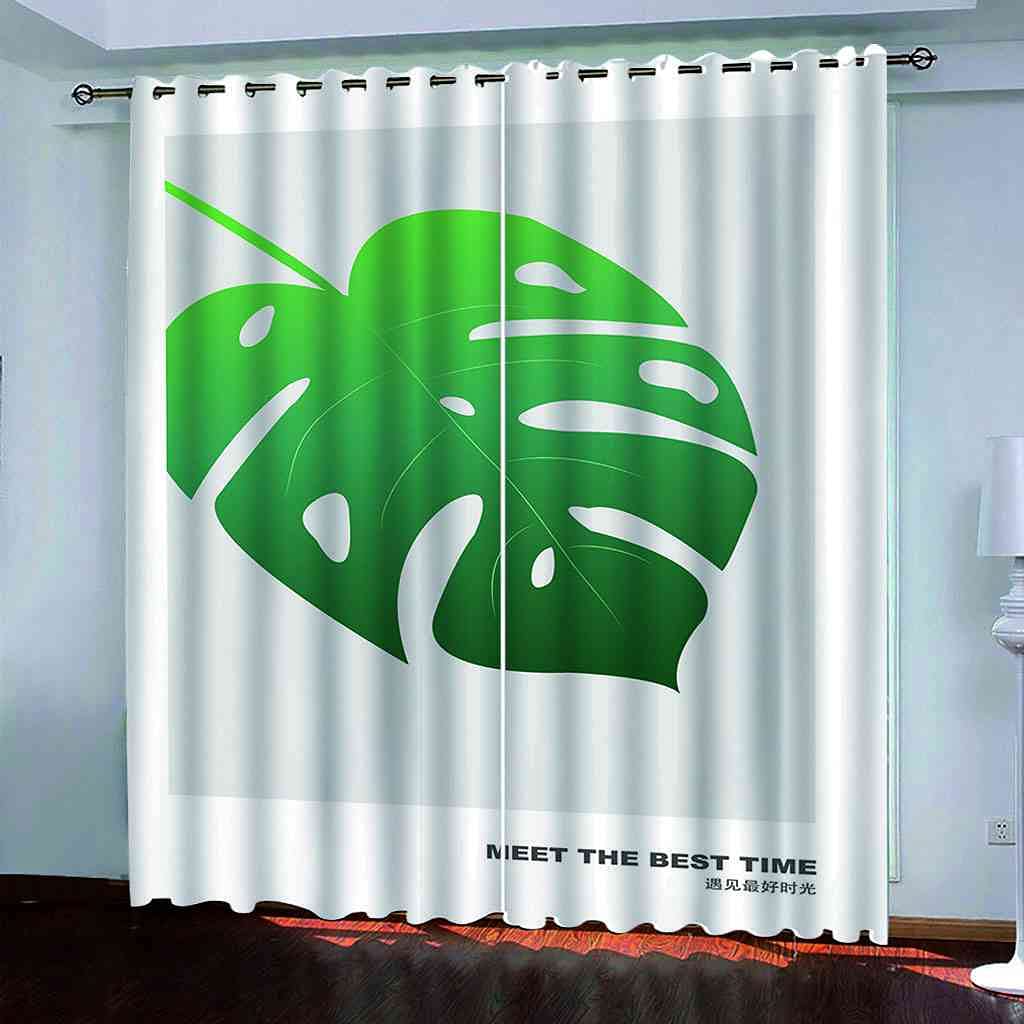 Rideaux occultants pour chambre d'enfant et salon motif végétal vert GXLOGAA 200x214