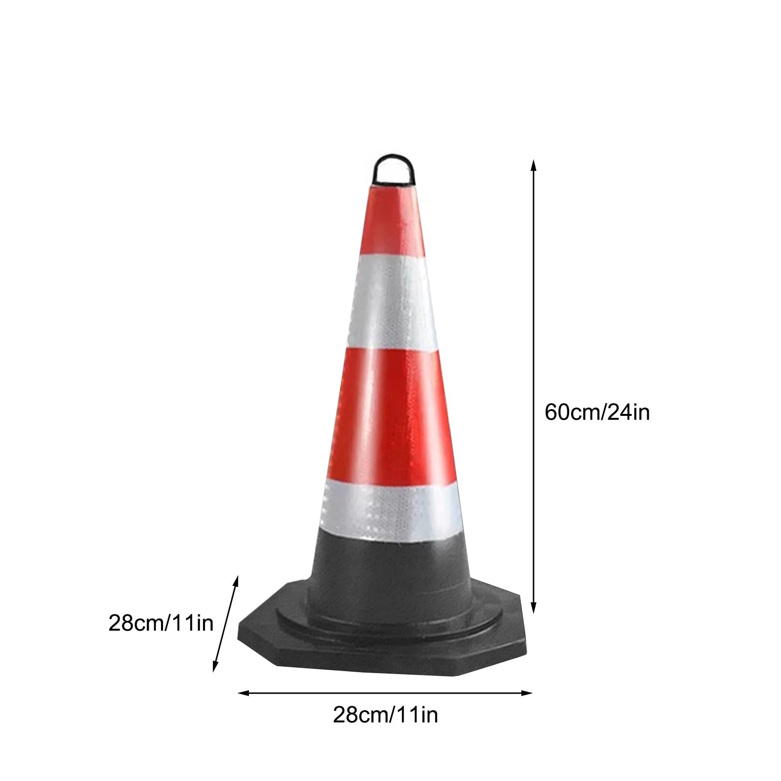 Verkehrshütchen mit Reflektierenden Streifen, 10er Set, Robuste Leitkegel Aus Gummi Pylonen Groß für Straßen, Baustellen, Schulen und Veranstaltungen(60cm/24in)