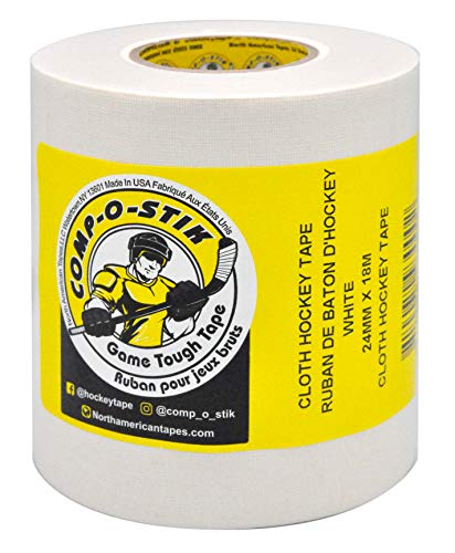 Comp-O-Stik Hockey Tape White for Sticks and Grips, Multi-Purpose Strong Durable Cloth Tape, 4 Pack 24MM X 18M, Easy to Stretch and Tear, Exceptional Performance with Minimal Adhesive Residue