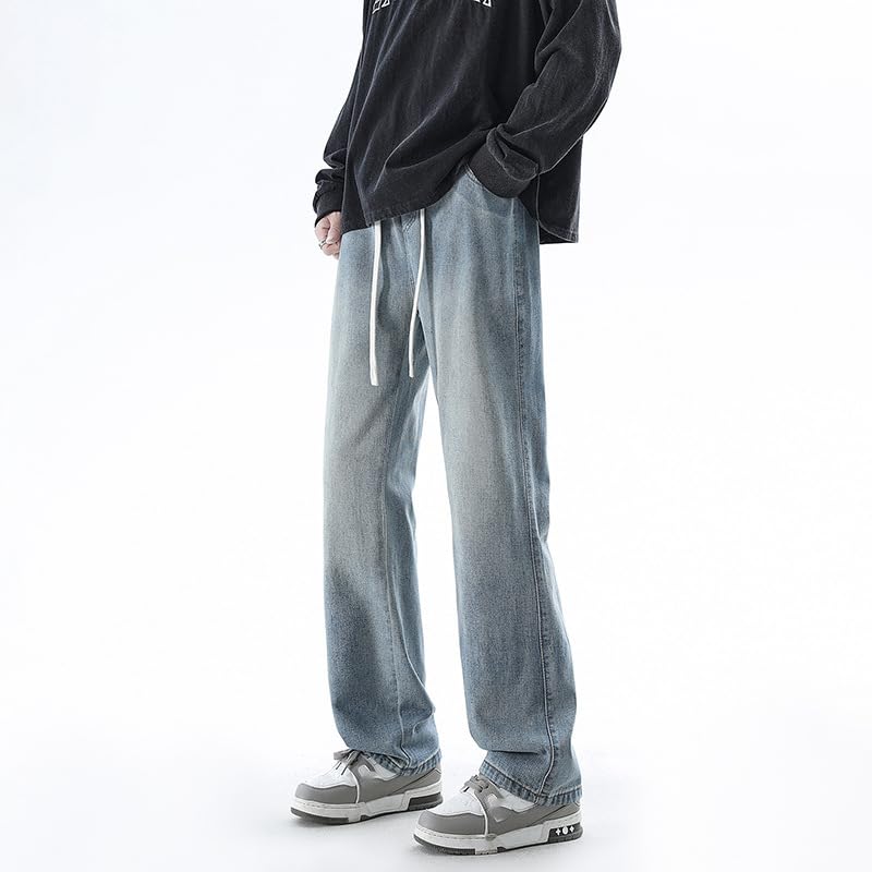 Men's Jeans Spring Drawstring Americana Streetwear Denim Casual Pants2
