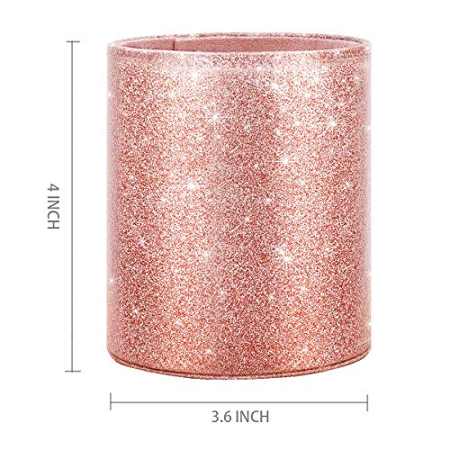 Image of Glitter Pen Holder for Desk Cute, Pencil Cup Organizer, Rose Gold