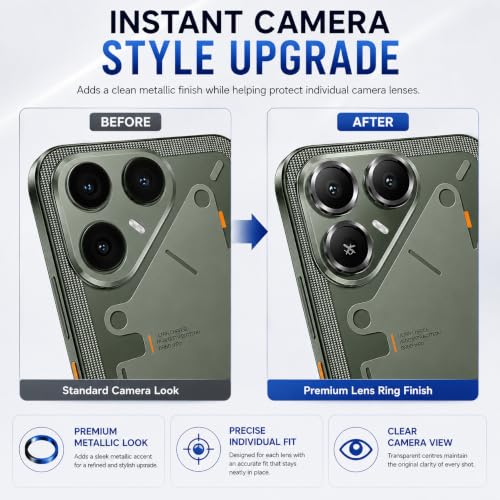 Image of ArmourPro Camera Lens Protector for Tecno Pova 8 Tough HD Individual Aluminum Alloy Rings 9H Camera Cover, Scratch-Resistant,Camera Lens Protection| Black, 1 Pack