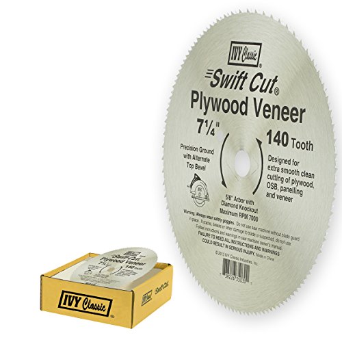 Featured Product IVY Classic 35030 Swift Cut 7-1/4-Inch 140 Tooth Plywood & Veneer Cutting Circular Saw Blade with 5/8-Inch Diamond Knockout Arbor, 25-Pack