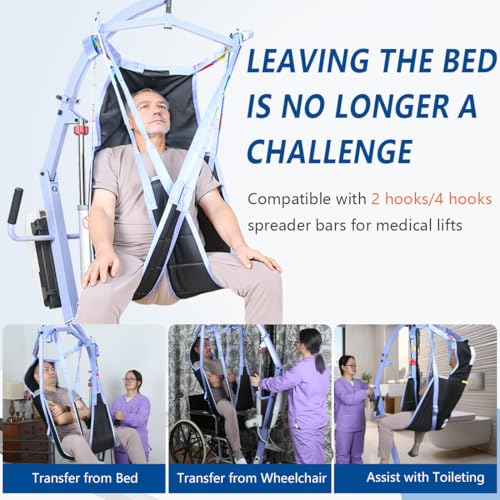 Image of Universal Divided Leg Sling with Head Support, Padded Patient Lift Sling for Transfer, Lifting or Positioning, U Shape Transfer Sling for Elderly, Disabled, Bedridden, 500Lbs (Black, Medium)