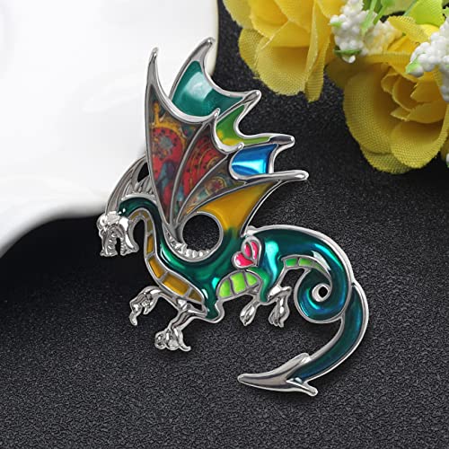 Image of WEVENI Alloy Fantasy Dinosaur Dragon Brooch Enamel Pins for Women Lady Girl Fashion Jewelry Gift