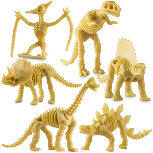 Bedwina Dinosaur Fossil Skeleton - (Pack Of 24) 3.7 Inch Assorted Plastic Dino Figure Bones For Kids Science Dig Kit, Sensory Bins, Digging Sandbox Play Toys, Dinosaur Party Favors, And Decorations #TOP7