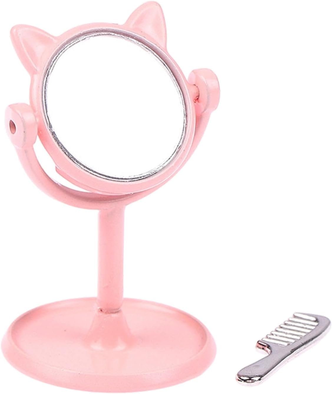 DuskHaven 1/12 Scale Vanity Scene with Comb, Mini Table Mirror, DIY Accessories, Photo Props, Gift Idea, Window Display, Pink