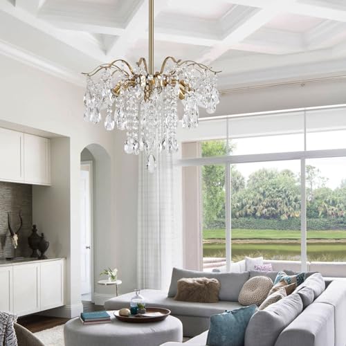 JC TOPA Lustres de cristal modernos, luminárias pendentes de cristal modernos de meados do século, l