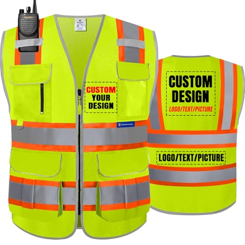 BeautyWill-Custom-Logo-10-Pockets-Safety-Vest-Class2-ANSI-Certified-High-Visibility-Reflective-Vest BeautyWill Custom Logo 10 Pockets Safety Vest Class2 ANSI Certified High Visibility Reflective Vest - Image 1
