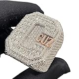 Silverjewel 4 Ct Iced Out Diamond Men's Hip Hop Initial C Letter Custom Rings Championship Biker Rider Ring 14K White Gold Finish Handmade Personalised Rapper Musician Ring Birthday Ring Gift For Him