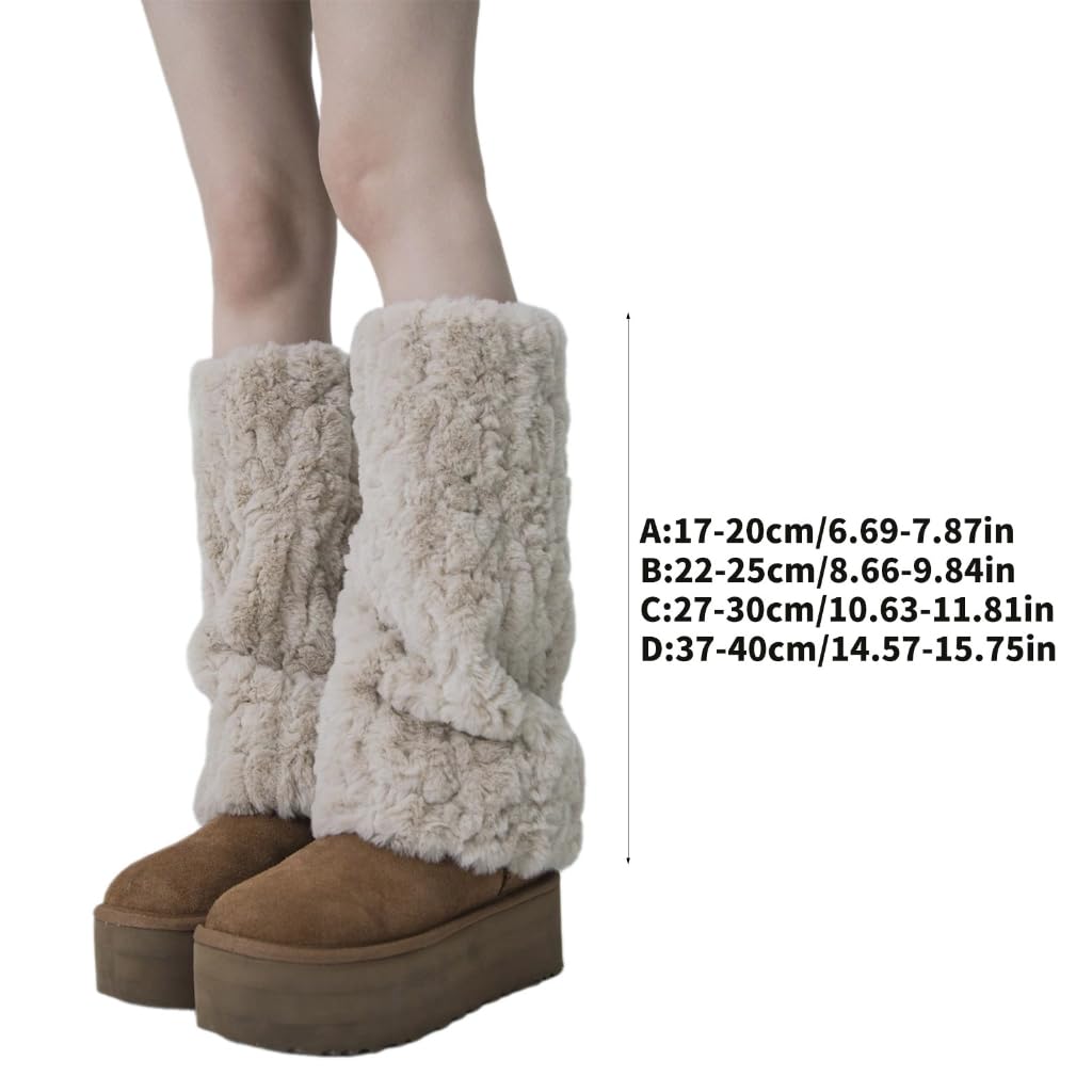 Fuzzy Faux Furs Leg Warmers Furs Long Cuffs Has Elastic Pair Carnivals Boot Uniform