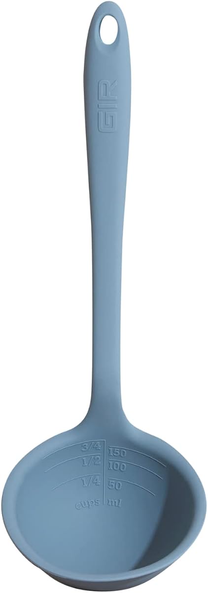 Cuchara de silicona para cucharón - Herramienta de cocina resistente al calor, utensilio de cocina duradero para servir sopas, guisos, salsas y aderezos, lo último - 13 PULGADAS - pizarra