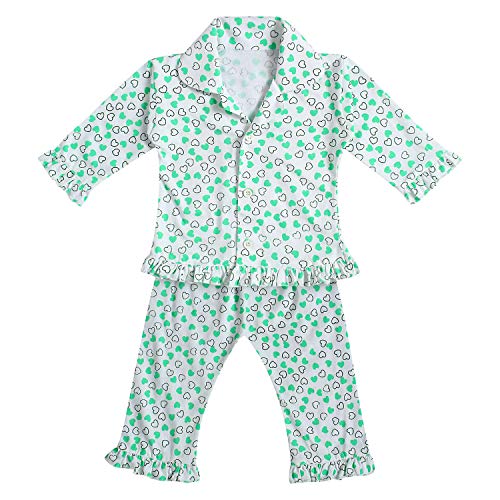 Image of superminis Hosiery Cotton Night Suit with Frill - Full Sleeves, Collared Neck, Sleep Wear for Girls, Kids