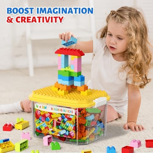 150 Pieces Classic Big Building Blocks with Storage Box, Large Toddler Blocks, Compatible with Most Major Brands, STEM Toy Gift Big Bricks, Building Blocks for Toddlers 3-5, Kids Blocks for All Ages - 2