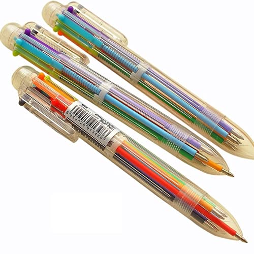 4 peças/lote 6 em 1 multicolorido arco-íris caneta esferográfica esferográfica transparente papelari