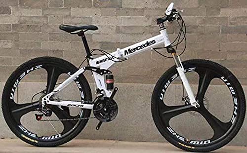 Image of Amaze Kai Dual Suspension Bikes Bm Foldable Gear Cycle for Men with 21 Speed Gear 6 Spoke | Folding Mountain Bike with Double Disc Break & Mac Wheel, 26 Inch, White N Black (White-Black)