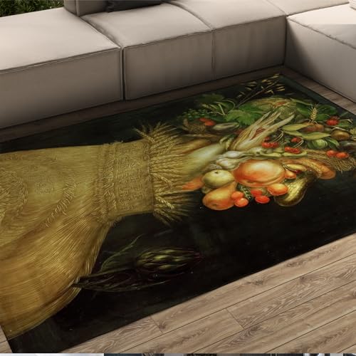 Tapis doux à poils ras Arcimboldo lavable en machine pour salon