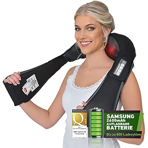 Donnerberg® DAS ORIGINAL Nackenmassagegerät Kabellos München Akku Massagegerät kabellos + effektive VIBRATION 4D Shiatsu Massage Schulter Nacken Langlebige Batterie Cover