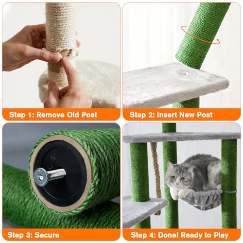 Poteaux de rechange pour arbre à chat vert dans le salon - 6