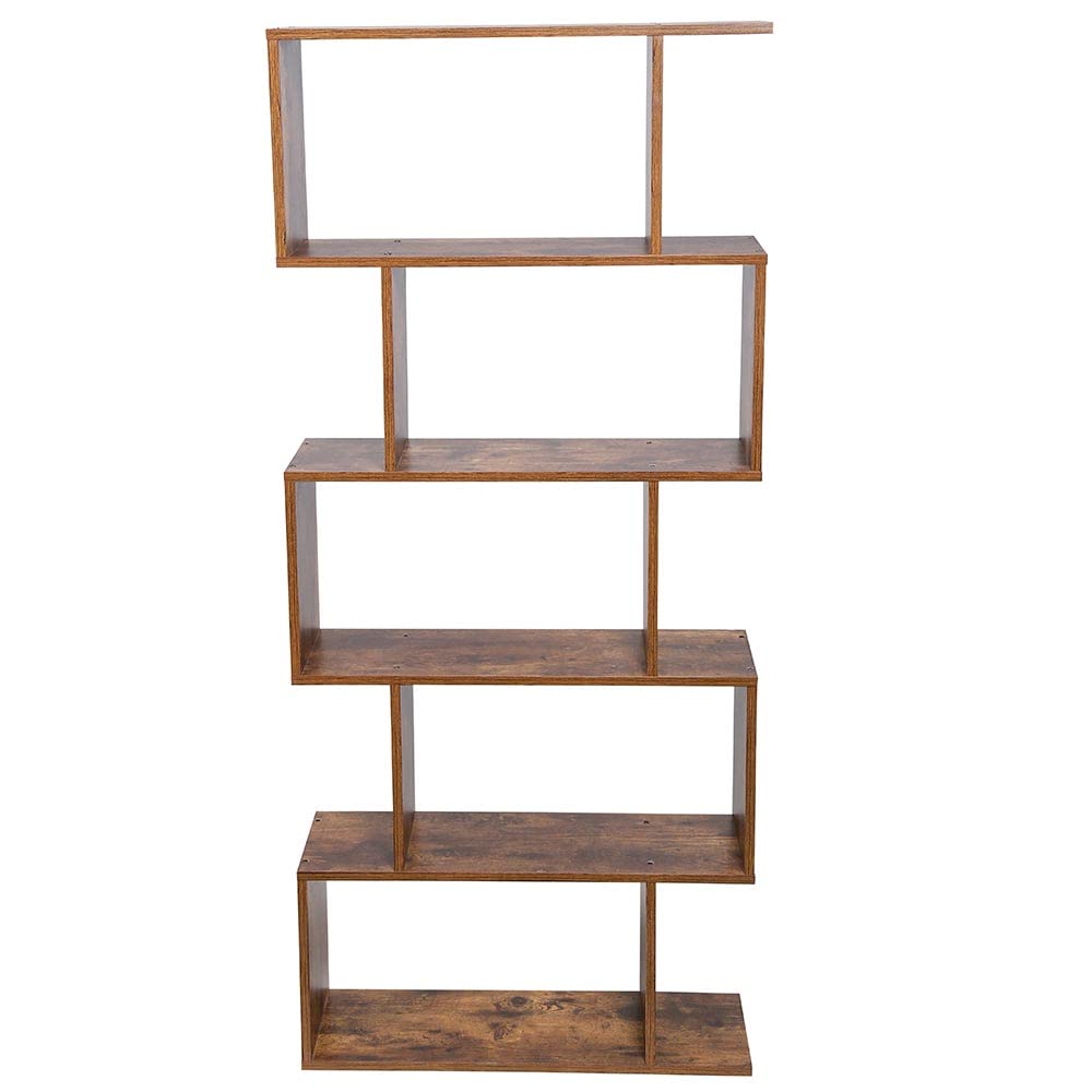 BAKAJI Libreria Scaffale 6 Ripiani in Legno MDF Design Zig Zag Moderno Industriale per Soggiorno Salotto Casa o Ufficio Dimensioni: 159 x 70 x 24 cm