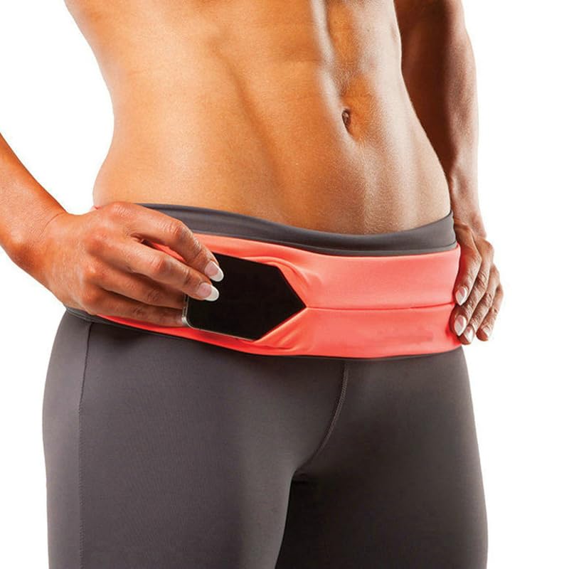 Riñonera for Correr Deportiva de Alta Elasticidad, riñonera Cuatro Puertos, maratón, Fitness al Aire Libre, Yoga, Vientre, teléfono móvil antirrobo(Orange,S)