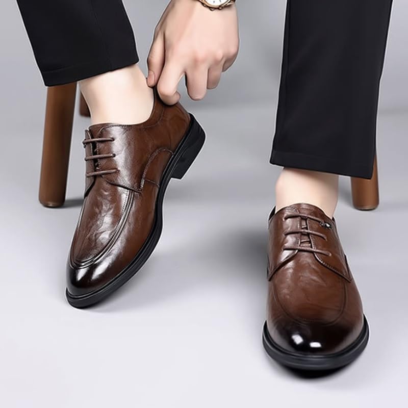 Men's Leather Dress Shoes Non-Slip Casual Business Work Formal Scale Pattern Comfort Derby Oxford Shoes3
