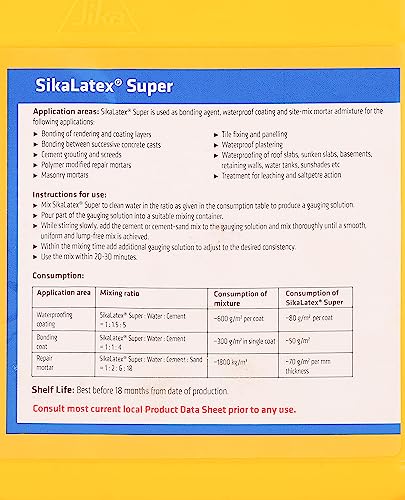 Image of SIKA - Multipurpose repair polymer - SikaLatex Super - Ideal for waterproofing, bonding and repairing - Easy to use - Crack-reducing - 1 kg - White (Pack of 2)