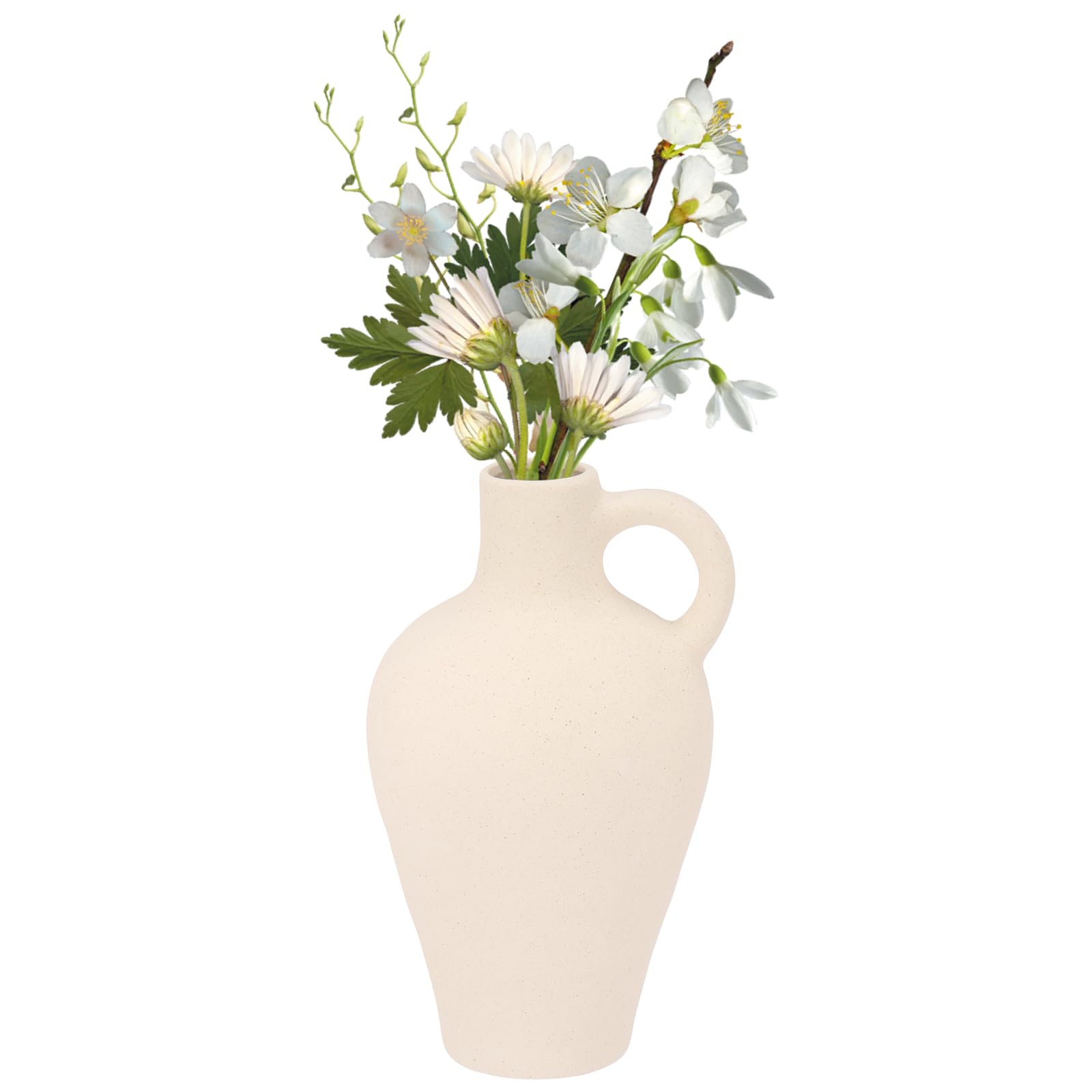 White Ceramic Vase,25.6CM Flowers Vase for Pampas Grass, Boho Modern Rustic Farmhouse Decoration,Large Pottery for Livingroom Bedroom Kitchen Entryway Console Table Countertop Shelves