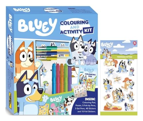 Anilas Bluey Activity Set with Tattoos and Bluey Colouring & Activity Kit.