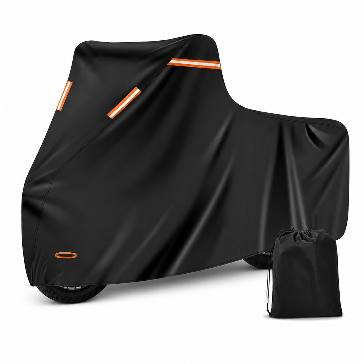 Funda Moto Impermeable Exterior Todas Las Estaciones, Cubierta de Moto Oxford con Orificio Antirrobo, Hebilla Cortaviento, Ventilación, Tiras Reflectantes y Bolsa