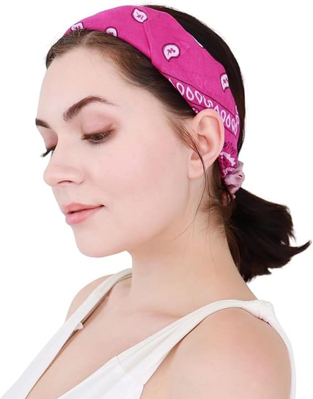 DIKHAWA Unisex Cotton Bandana/Head Wrap/Wristband/Face Cover/Handkerchief For Men And Women (ORANGE,PINK_50CM X 50CM_Pack of 2) 4
