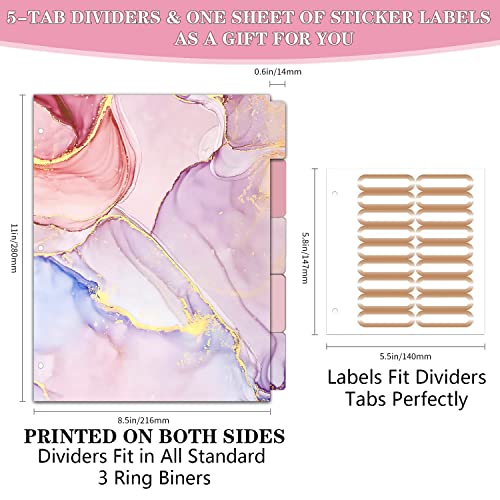 Lateefah 3 Ring Binder, 1 Inch Round Ring Binder With 5 Tab Dividers, Cute Clipboard Binders With 2 Pockets, Decorative Three Ring Binder For Women, School And Office Supplies #TOP4
