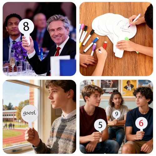 10 Stück trocken abwischbare Antwortpaddel mit 8 Markern, handliche doppelseitige Paddel, Mini-Whiteboard, trocken abwischbare Schilder, Auktionspaddel für Klassenzimmer, Abstimmungen