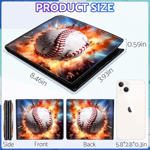 Image of Boys Wallet for Kids, Cool Kids Wallet for Boys Ages 8-10 9-12 11-15, Funny Baseball Leather Bifold Rfid Blocking, Coin Pocket Id Window for Teen Men Youth Guys Birthday Christmas Gifts