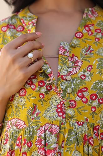 Image of Janasya Women's Pure Cotton Floral Printed A-line Maternity Kurta Pant Set