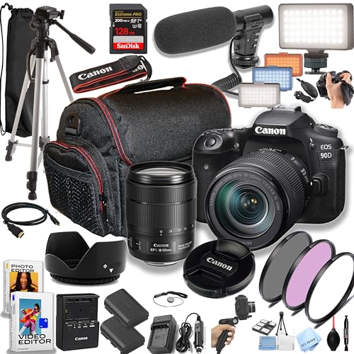Cámara DSLR Canon EOS 90D con lente 18-135mm y memoria 128GB miniatura 1