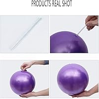 Vista 4 de Mini pelotas de yoga para ejercicios de 9 pulgadas, para estabilidad en el hogar, terapia física, mejora el equilibrio con popote inflable (morado)